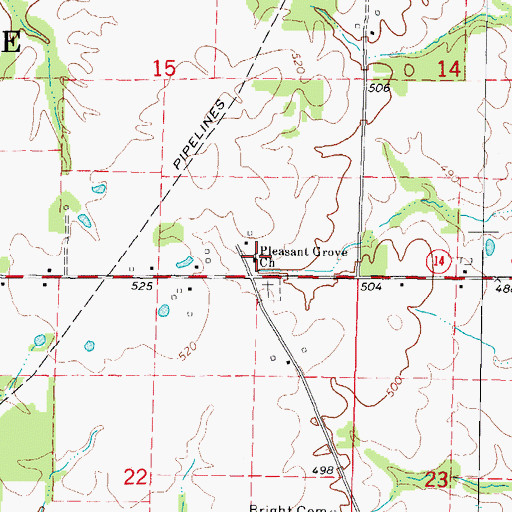 Topographic Map of Pleasant Grove Church, IL