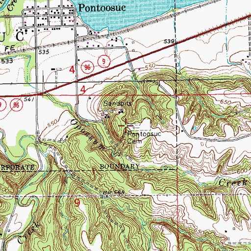 Topographic Map of Pontoosuc Cemetery, IL