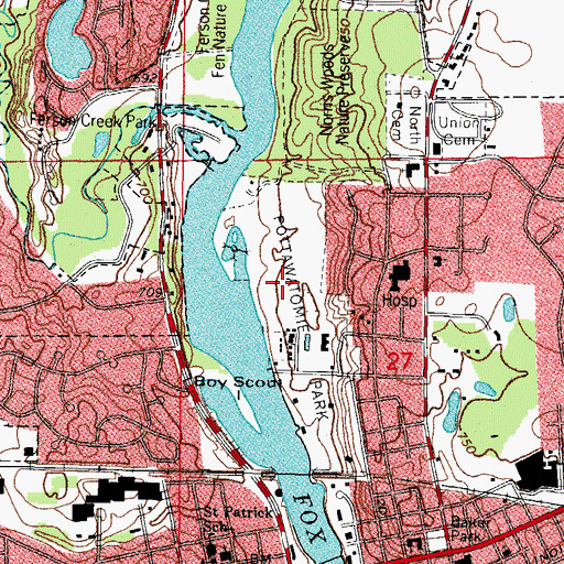 Topographic Map of Pottawatomie Park, IL