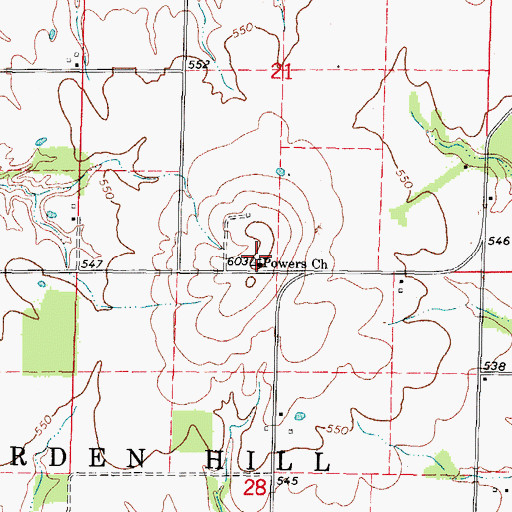 Topographic Map of Powers Church, IL