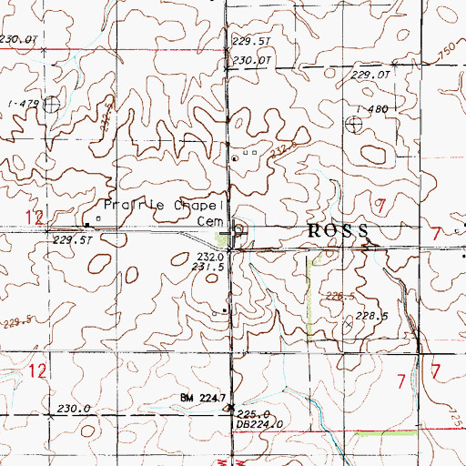 Topographic Map of Prairie Chapel Cemetery, IL