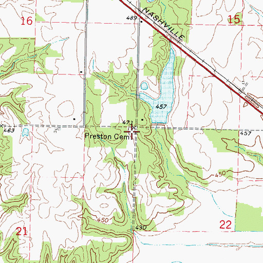 Topographic Map of Preston Cemetery, IL