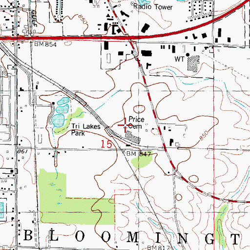 Topographic Map of Price Cemetery, IL