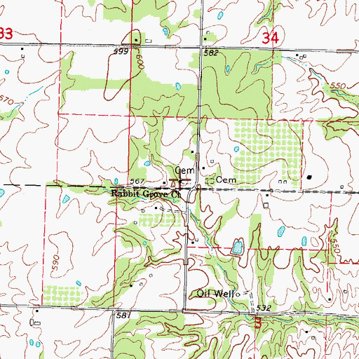Topographic Map of Rabbit Grove Church, IL