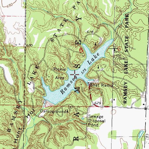 Topographic Map of Ramsey Lake, IL