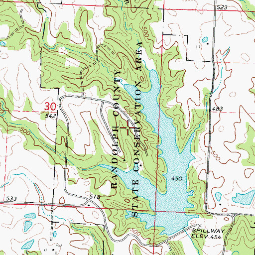 Topographic Map of Randolph County State Conservation Area, IL