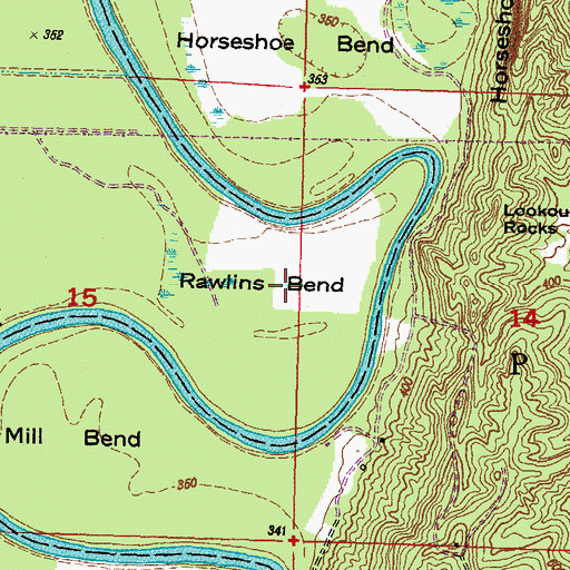 Topographic Map of Rawlins Bend, IL
