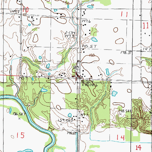 Topographic Map of Red Brush Church, IL