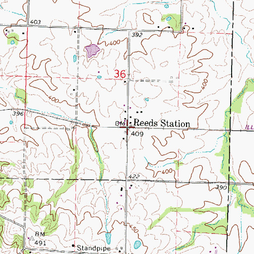 Topographic Map of Reeds Station, IL