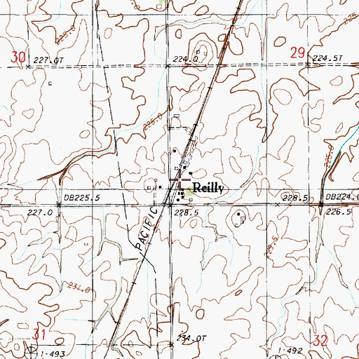 Topographic Map of Reilly, IL
