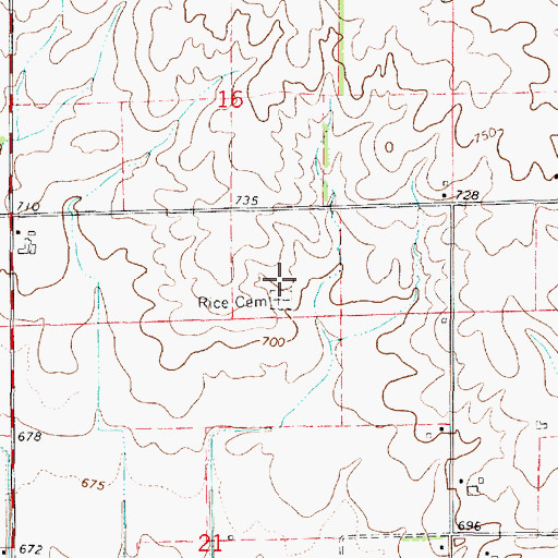 Topographic Map of Rice Cemetery, IL