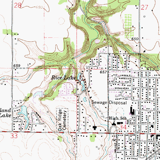 Topographic Map of Rice Lake, IL