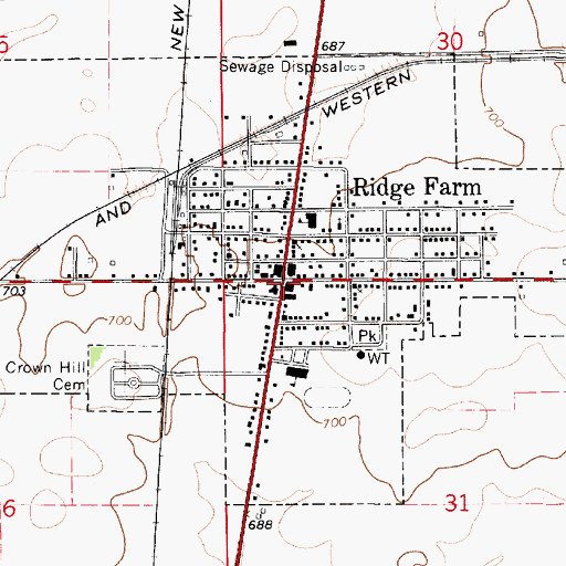 Topographic Map of Ridge Farm, IL