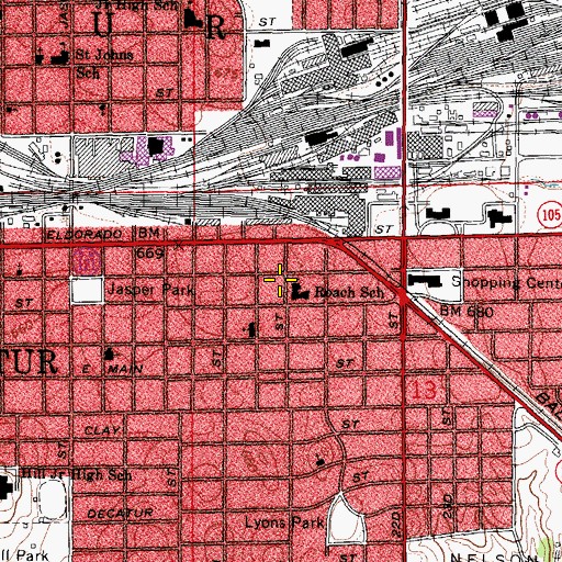 Topographic Map of Roach School, IL