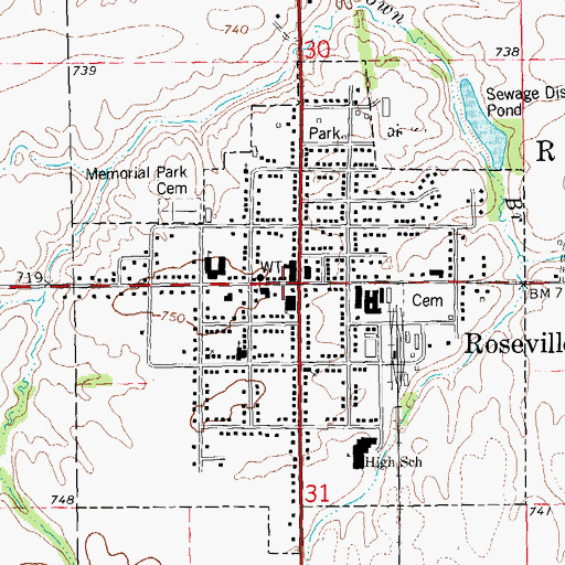 Topographic Map of Roseville, IL