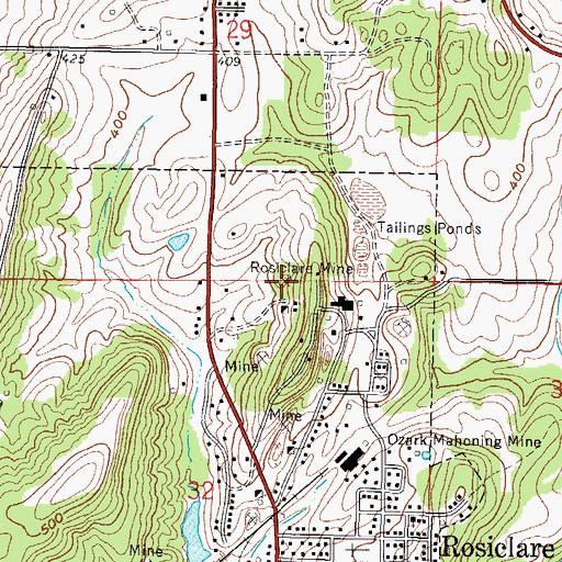 Topographic Map of Rosiclare Mine, IL