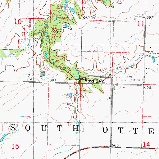Topographic Map of Ross Cemetery, IL