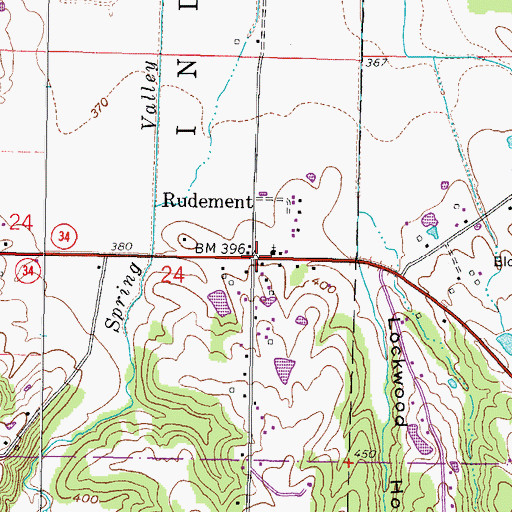 Topographic Map of Rudement, IL