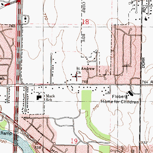 Topographic Map of Saint Andrew Church, IL