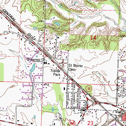 Topographic Map of Saint Bruno Cemetery, IL