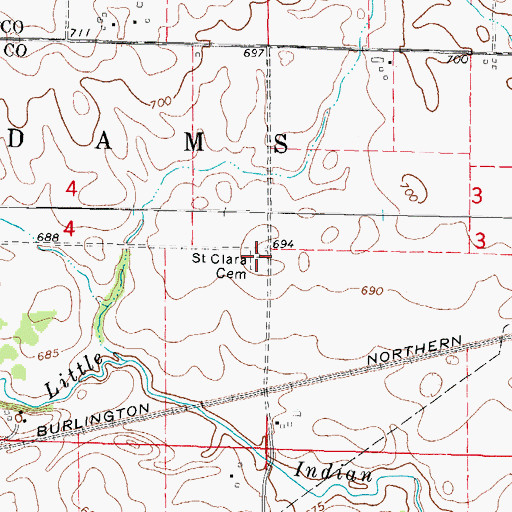 Topographic Map of Saint Clara Catholic Cemetery, IL