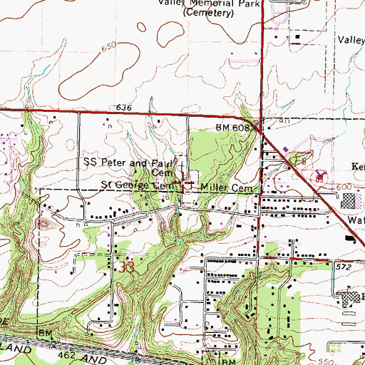 Topographic Map of Saint George Syrian Cemetery, IL