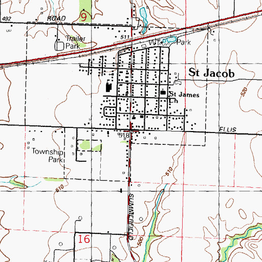 Topographic Map of Saint Jacob, IL