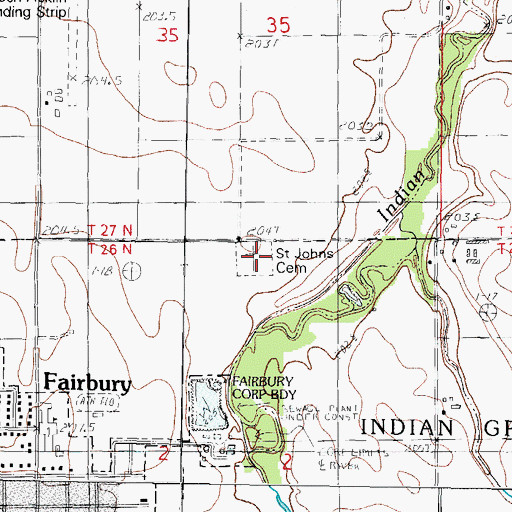Topographic Map of Saint John's Catholic Cemetery, IL