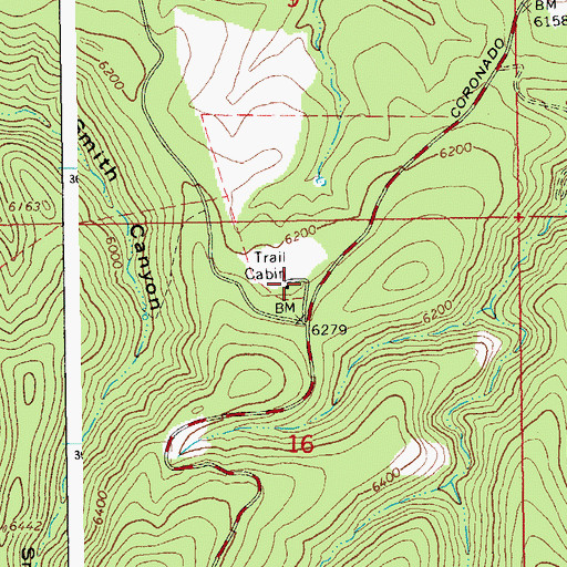 Topographic Map of Trail Cabin Forest Service Facility, AZ