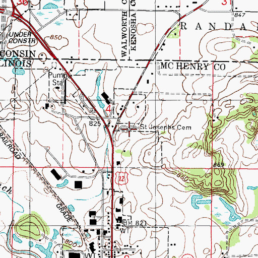 Topographic Map of Saint Josephs Cemetery, IL