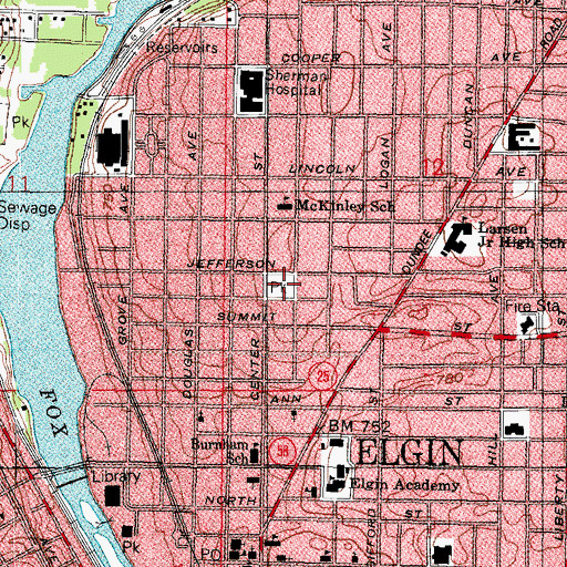 Topographic Map of Saint Josephs Hospital, IL