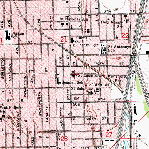 Topographic Map of Saint Louis School, IL