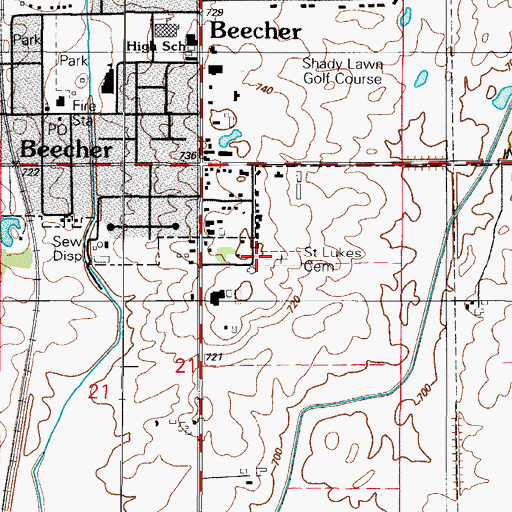 Topographic Map of Saint Lukes Cemetery, IL