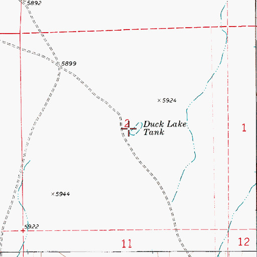 Topographic Map of Duck Lake Tank, AZ
