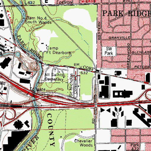 Topographic Map of Saint Nicholas Ukrainian Catholic Cemetery, IL