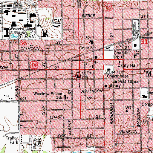 Topographic Map of Saint Paul School, IL