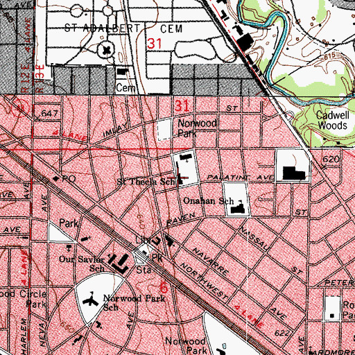 Topographic Map of Saint Thecla School, IL