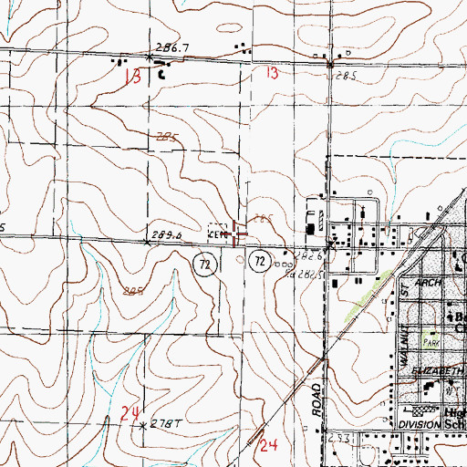 Topographic Map of Saint Wendelin Cemetery, IL