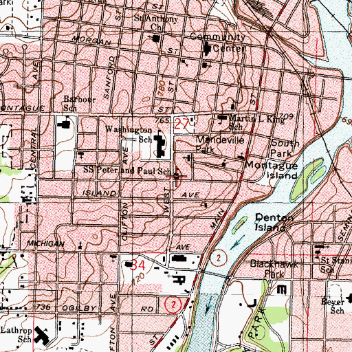 Topographic Map of Saints Peter and Paul School, IL
