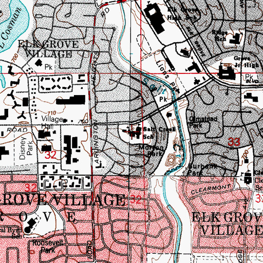 Topographic Map of Salt Creek Elementary School, IL
