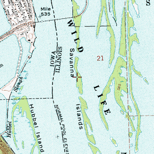 Topographic Map of Savanna Islands, IL