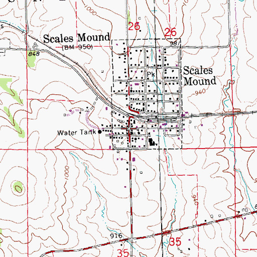 Topographic Map of Scales Mound, IL