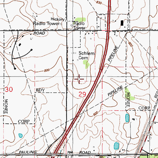 Topographic Map of Schlem Cemetery, IL