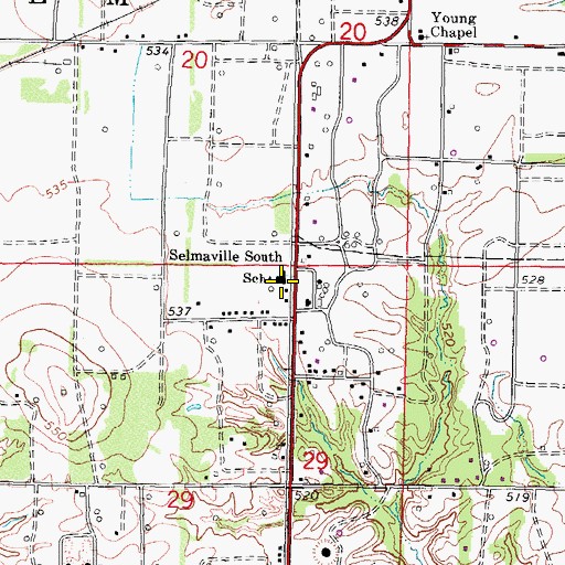 Topographic Map of Selmaville South School, IL
