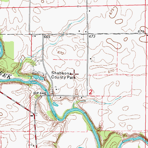 Topographic Map of Shabbona County Park, IL