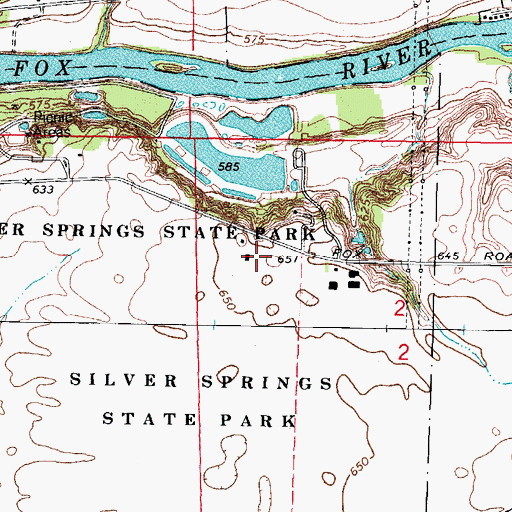 Topographic Map of Silver Springs State Park, IL
