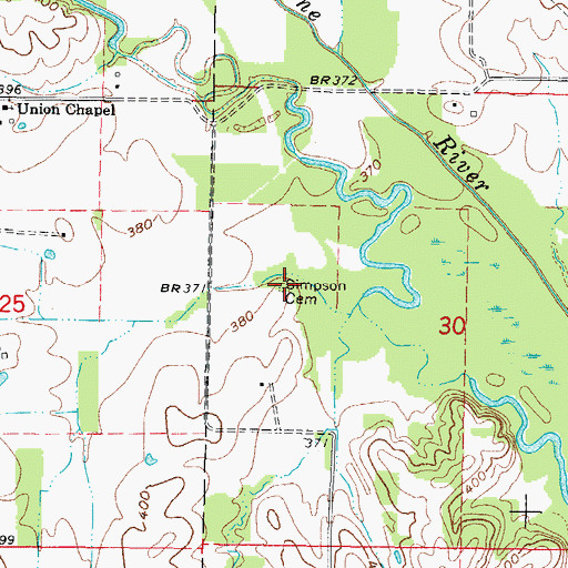 Topographic Map of Simpson Family Cemetery, IL