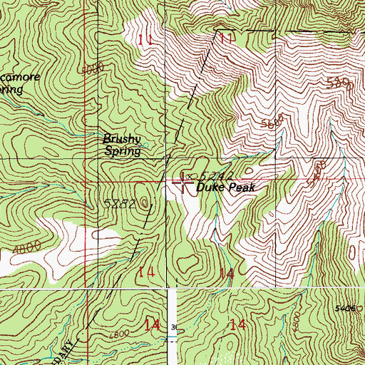 Topographic Map of Duke Peak, AZ