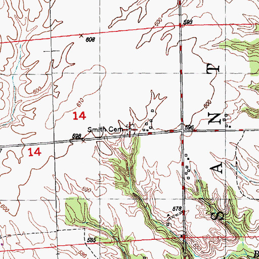 Topographic Map of Smith Cemetery, IL