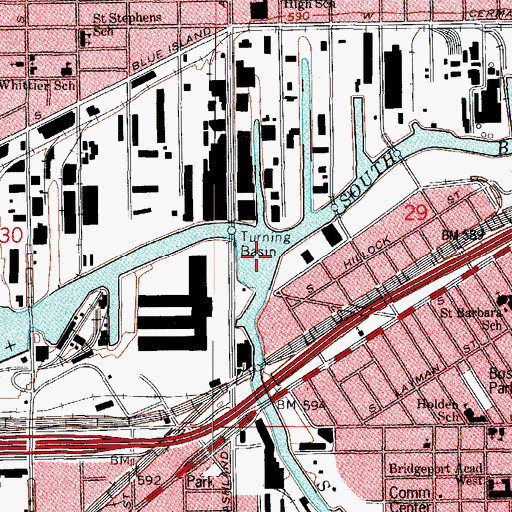 Topographic Map of South Branch Chicago River, IL